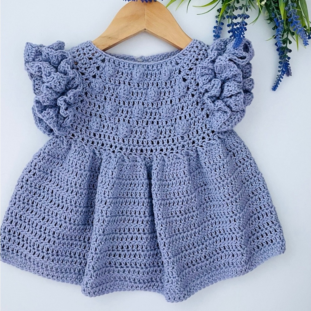 Handmade Crochet Baby Dress in Lavender